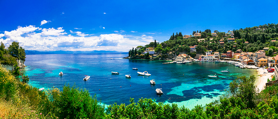 Scenic ionian islands of Greece - beautiful Paxos. view of Loggo